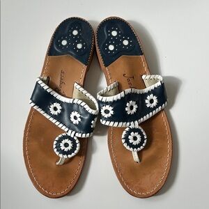 Jack Rogers Navy and White Floral Sandals